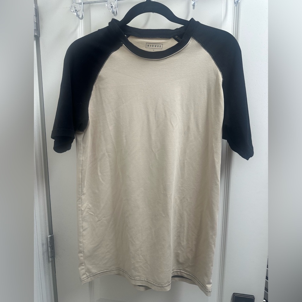 Kickee Pants Men's Black and Cream Raglan T-Shirt SZ M